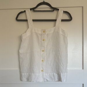Everlane White Linen Camisole with Button Detail